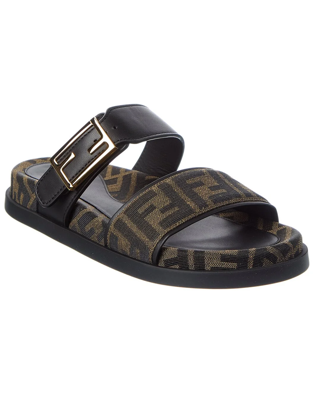 FENDI Feel FF Jacquard & Leather Sandal - 1