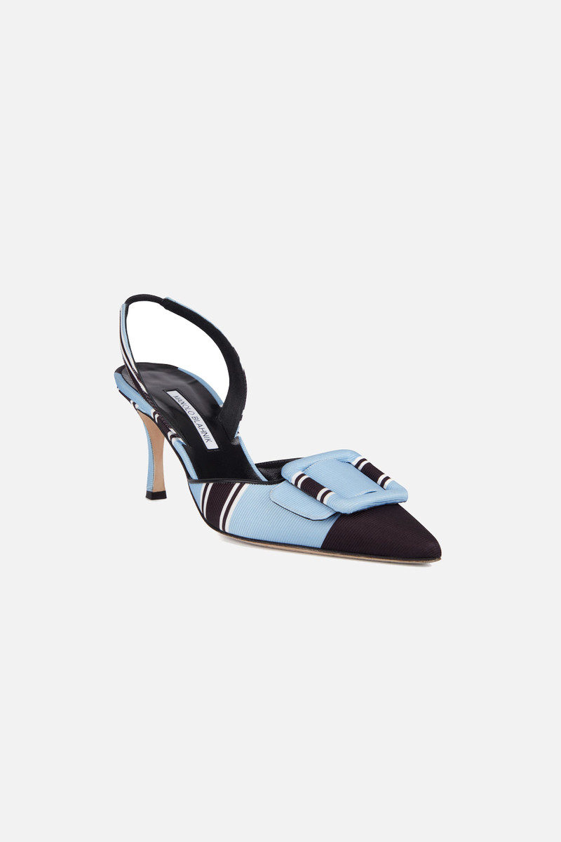 EMILIA WICKSTEAD Maysli Shoe in Blue & Black Striped Taffeta Faille outlook