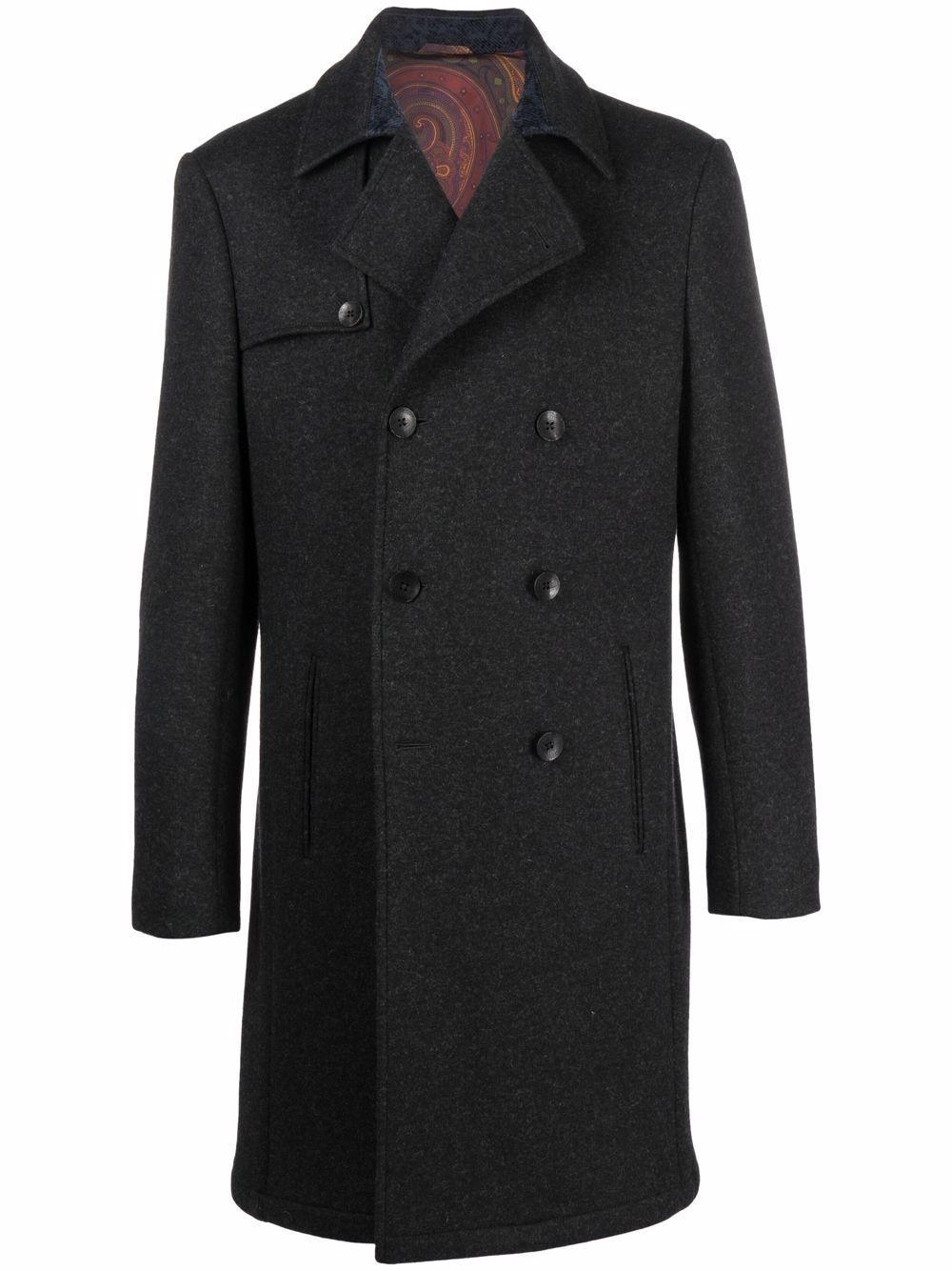 double-breasted wool coat - 1