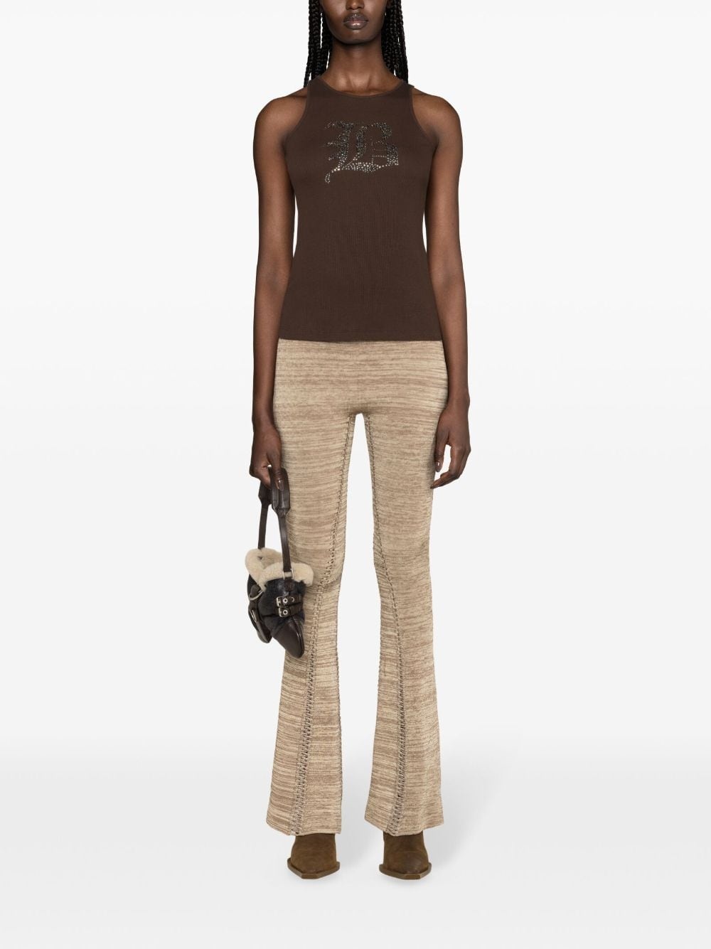 rhinestoned ribbed-knit tank top - 2