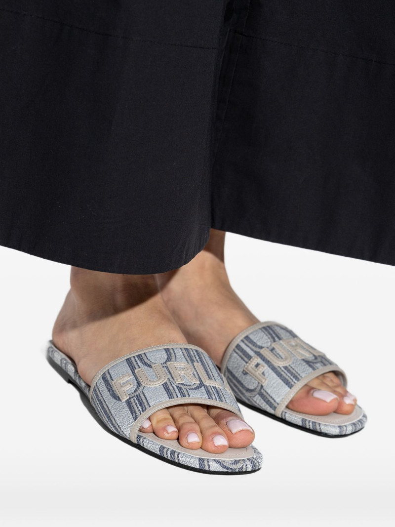 logo striped flat sandals 5