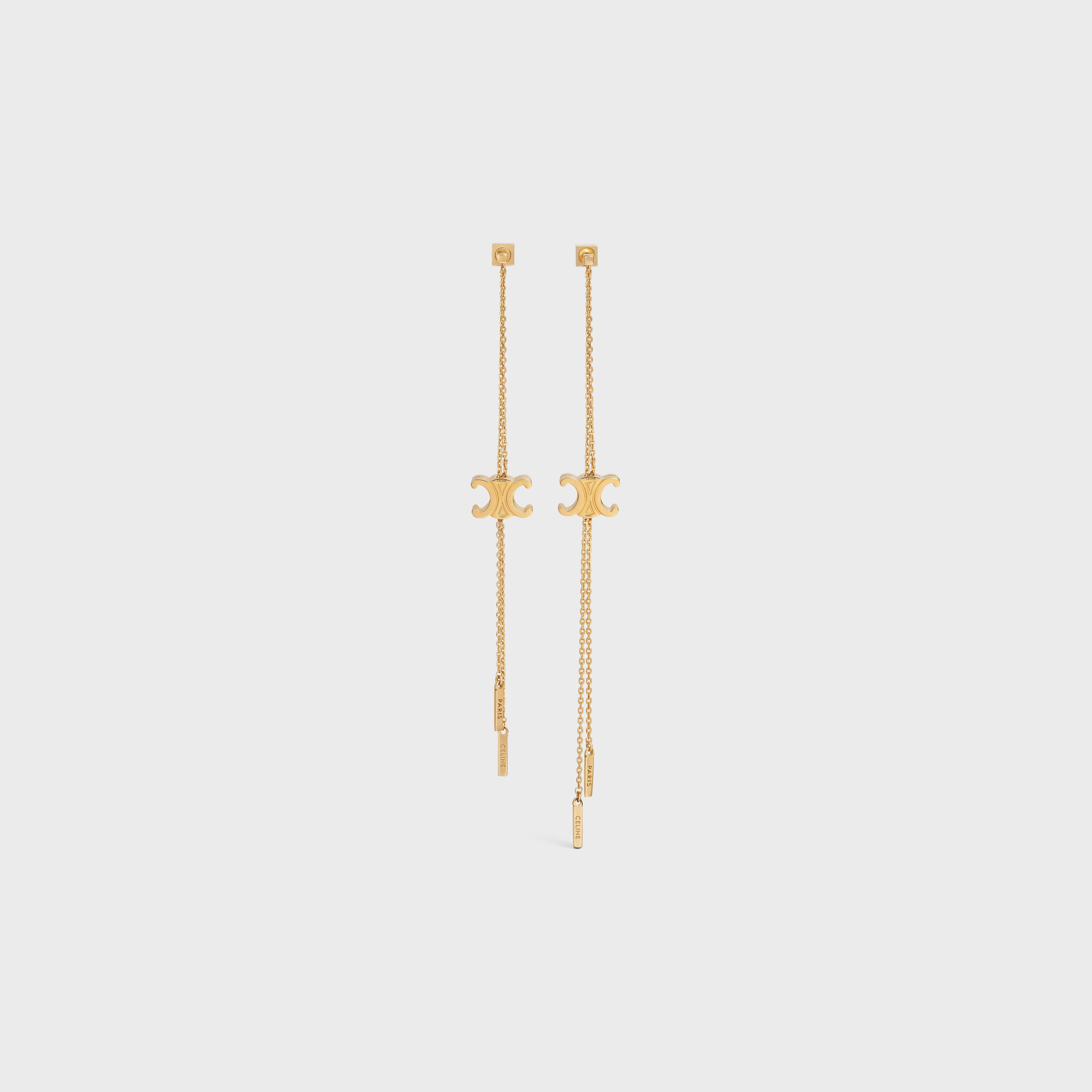 Triomphe Sliding Earrings in Brass with Gold Finish - 1