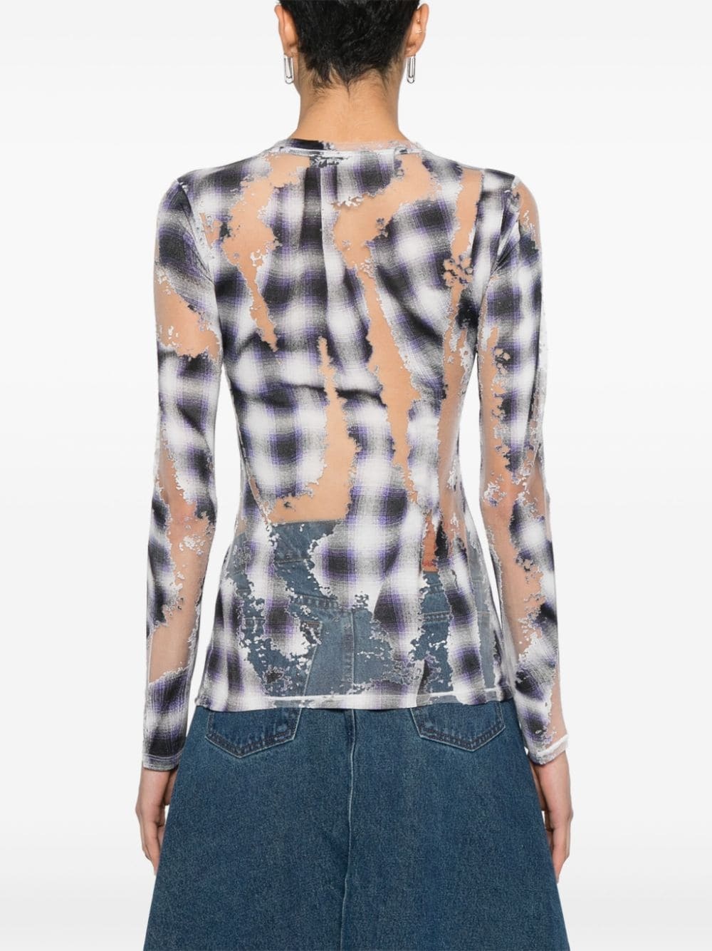 check-pattern long-sleeve T-shirt - 4