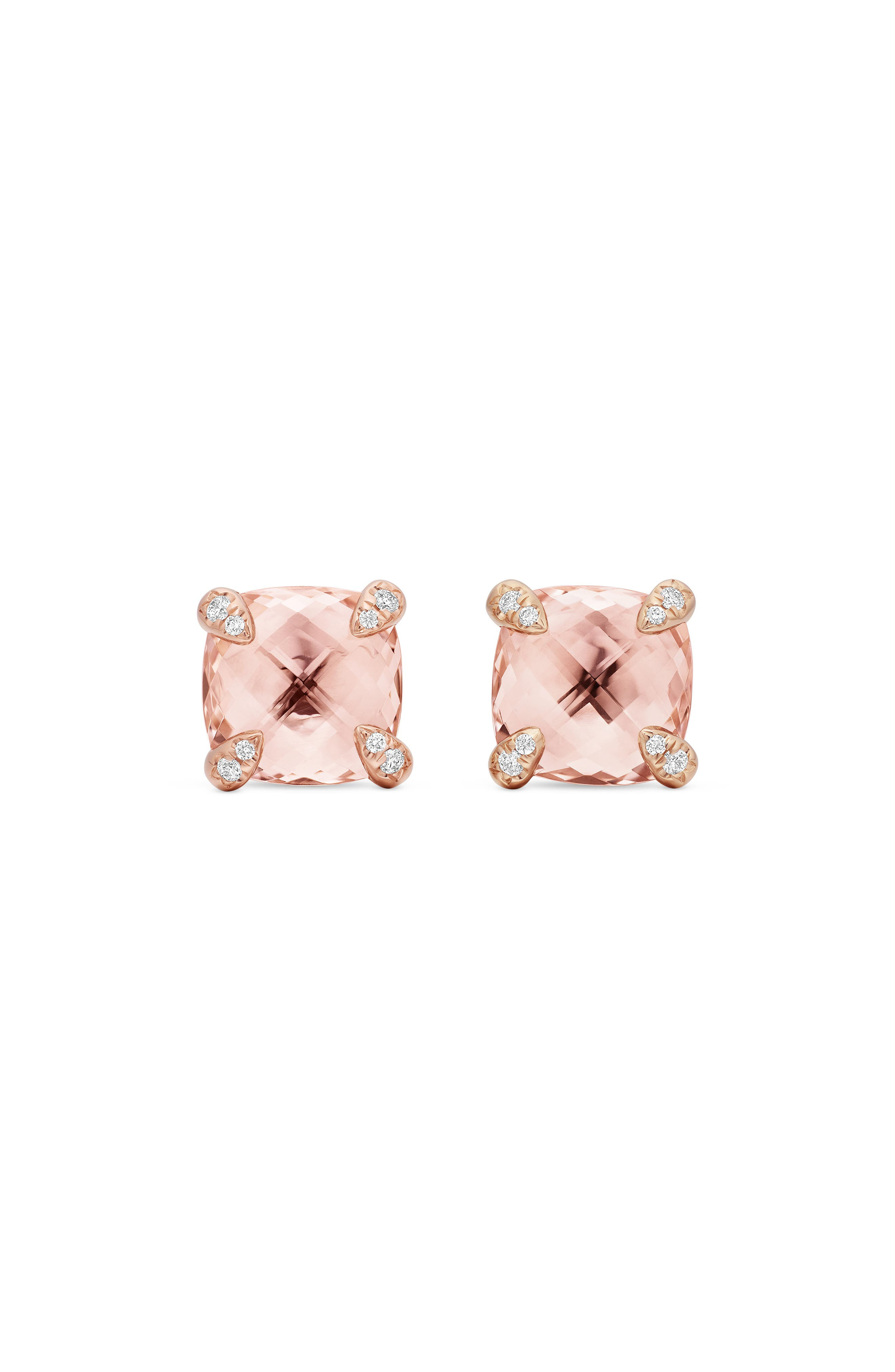 David Yurman Châtelaine® Morganite 18k Rose Gold Stud Earrings with Diamonds in Rose Gold/Diamond/Mo - 1