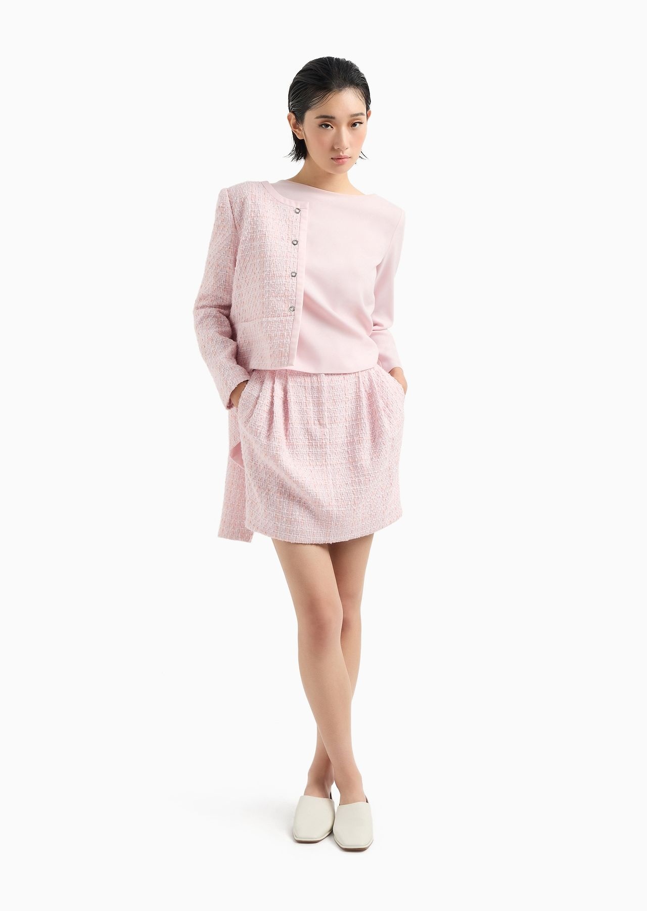 Lurex tweed skirt with darts - 4