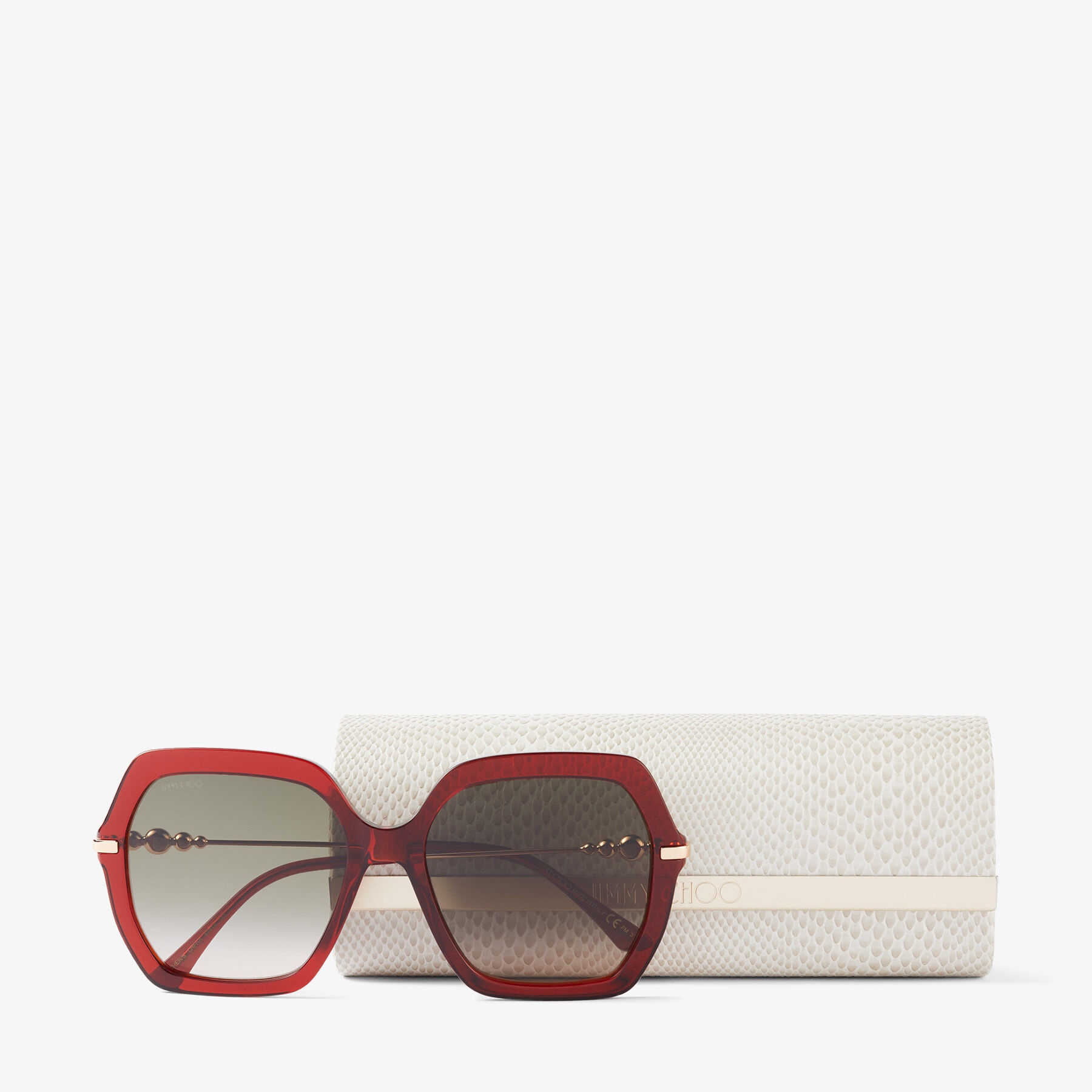 Esther/s 57
Opal Burgundy Square-Frame Sunglasses with Pearls - 4