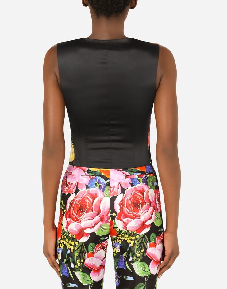Bouquet-print Mikado vest - 3