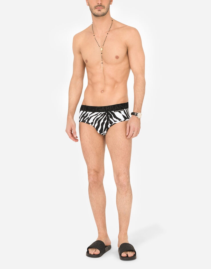 Stretch cotton Brando briefs with zebra print - 2