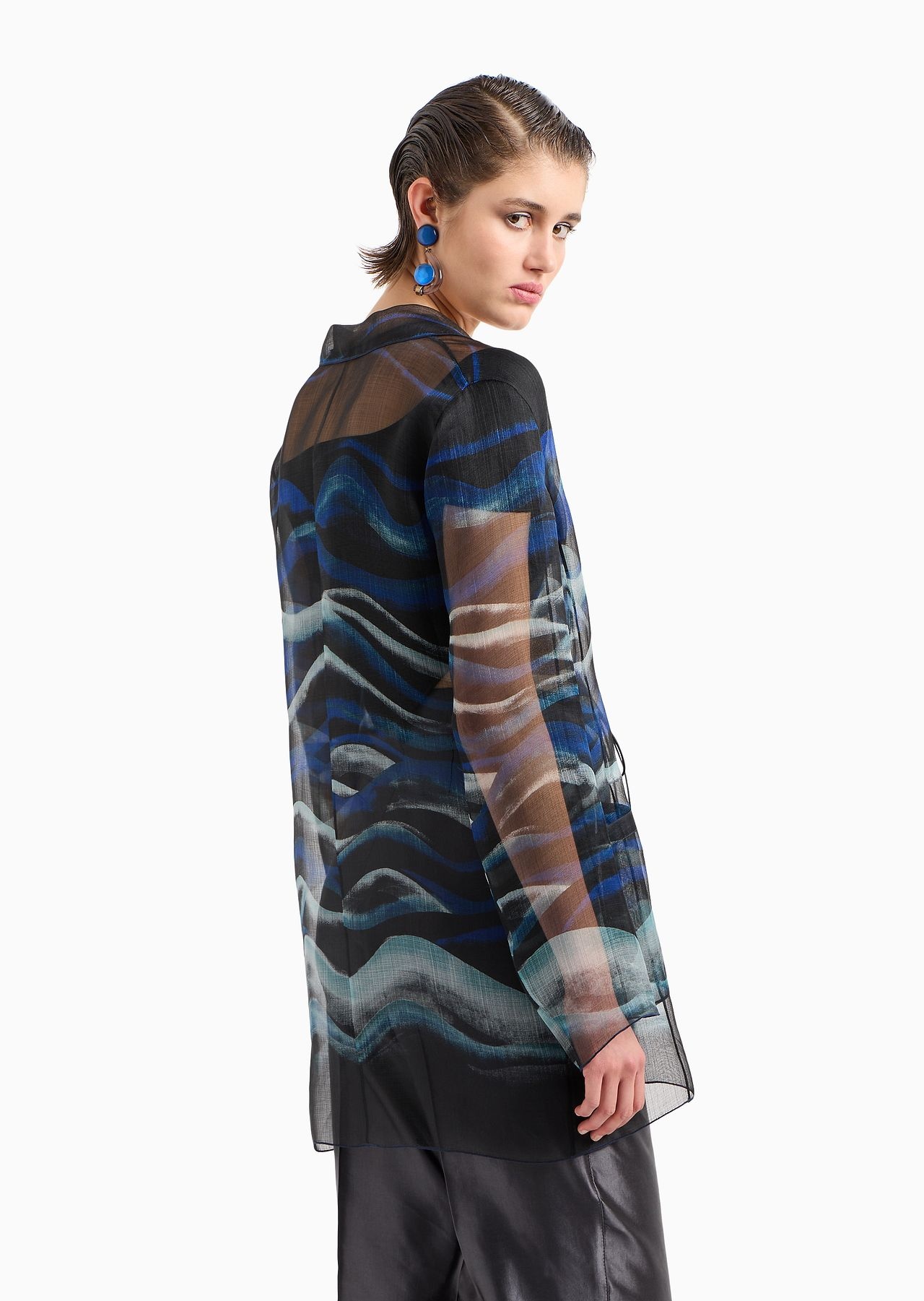 Long shirt in printed silk organza - 3
