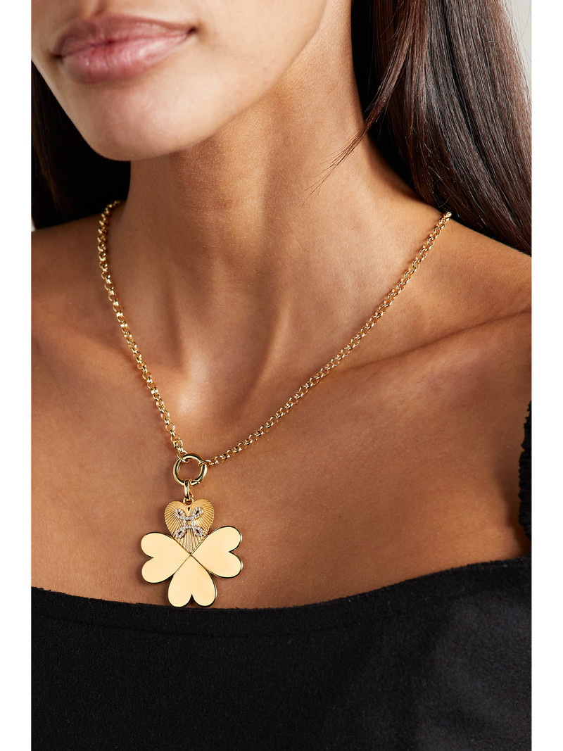 FOUNDRAE Four Heart Clover 18-karat Gold Diamond Pendant outlook