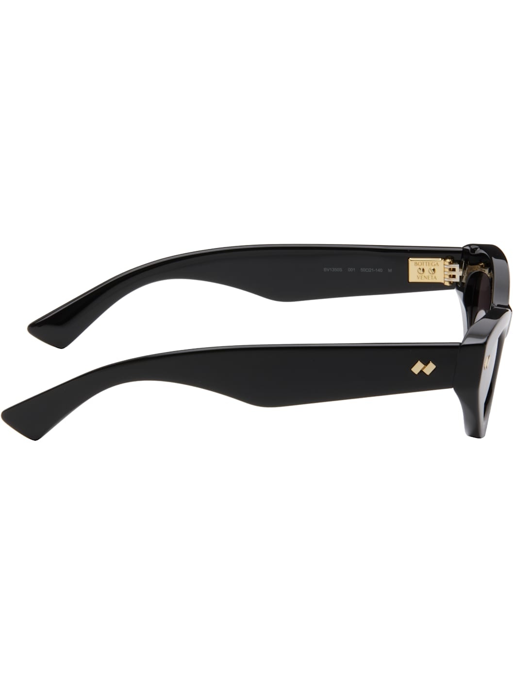 Black Bold Ribbon Stud Cat Eye Sunglasses - 2