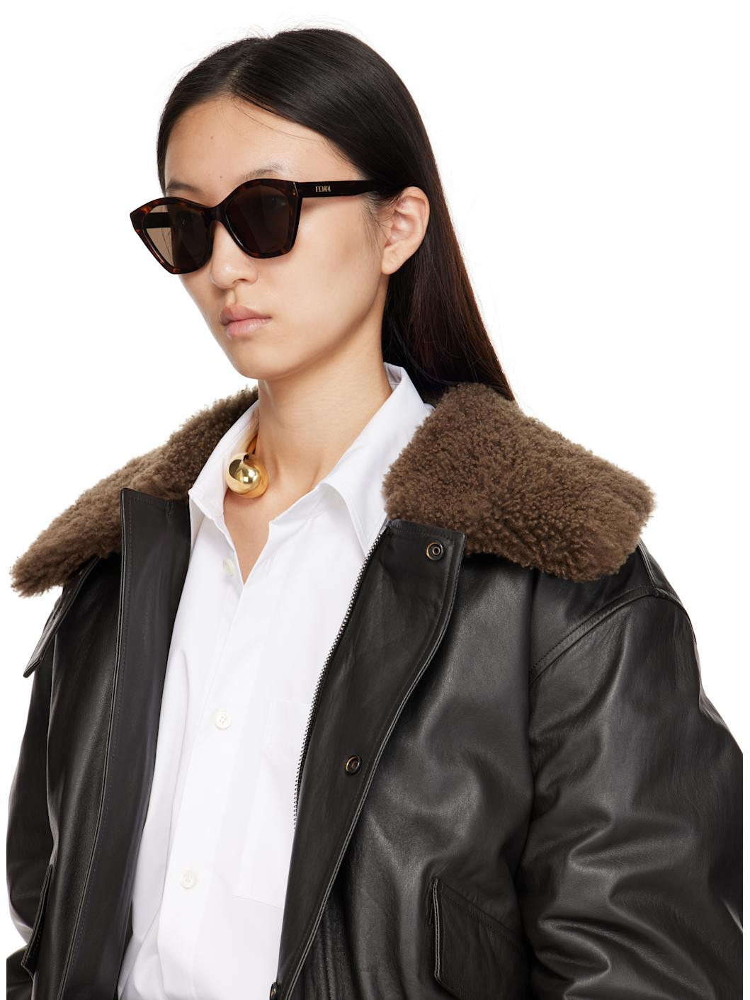 Black & Brown Lettering Cat-Eye Sunglasses - 4