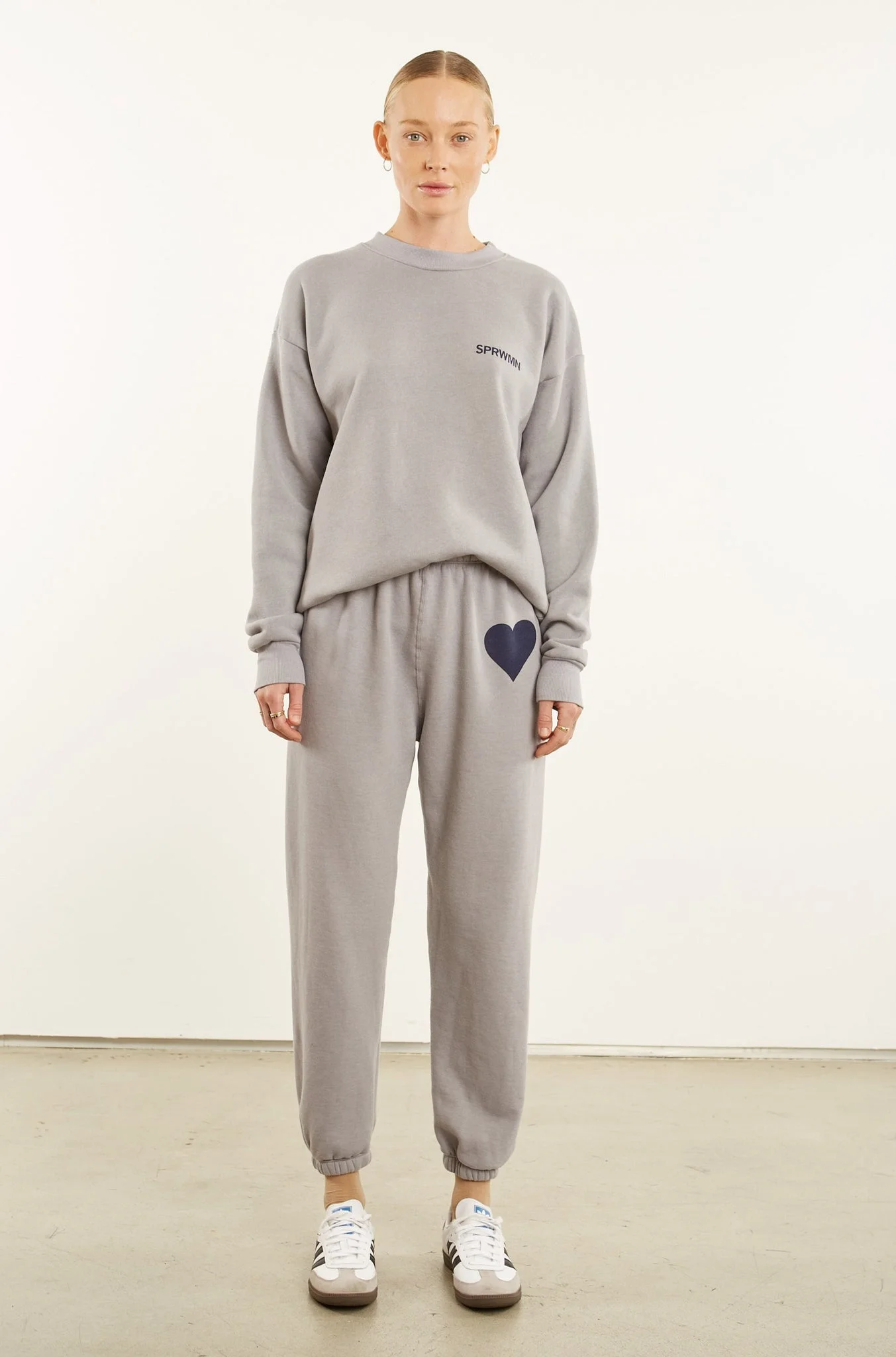 GREY HEART SWEATPANTS - 1