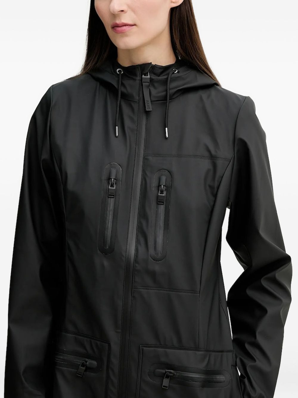 hooded pocketed raincoat - 5