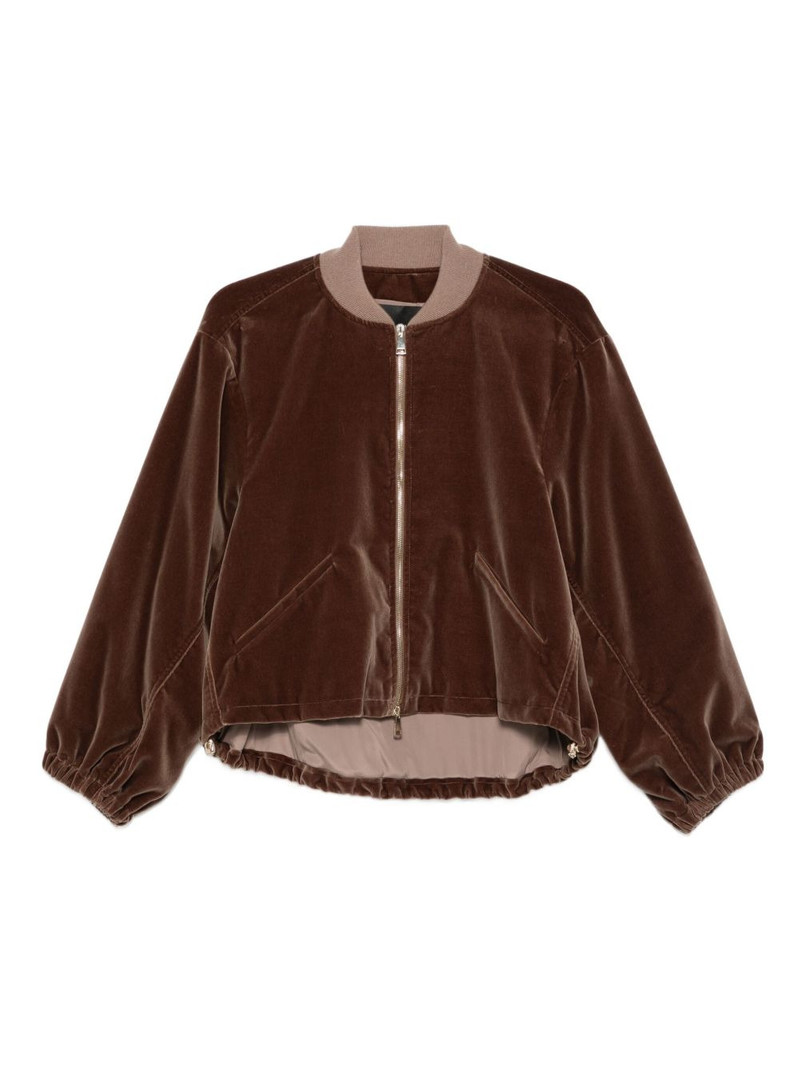 velvet zip-up bomber jacket 1
