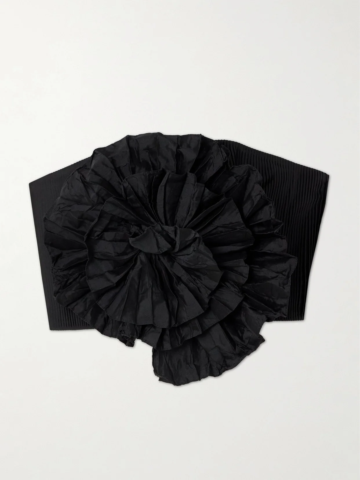 No Me Olvides Appliquéd Pleated Taffeta Top - 1