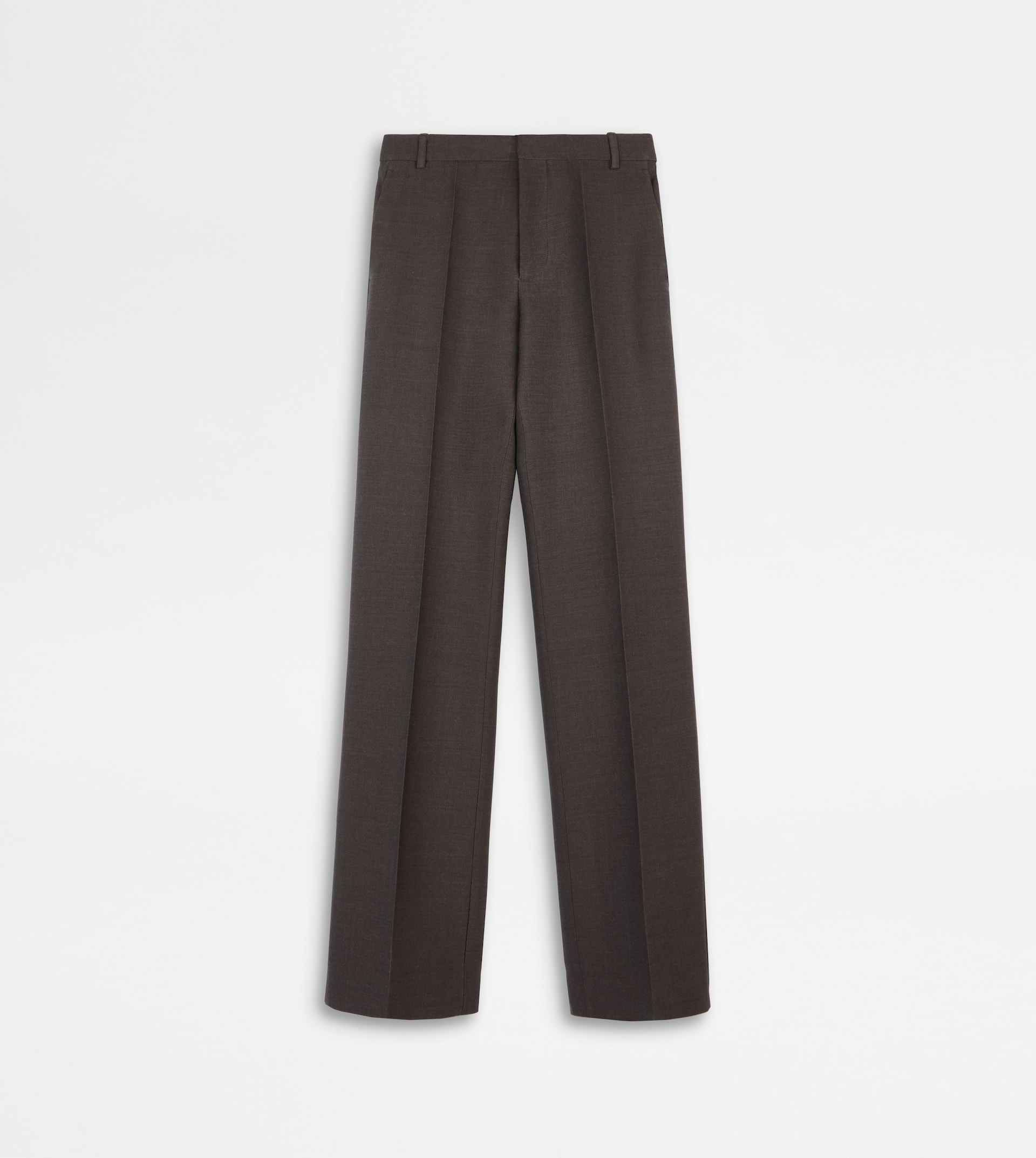 PANTS IN WOOL GABARDINE - BROWN - 1