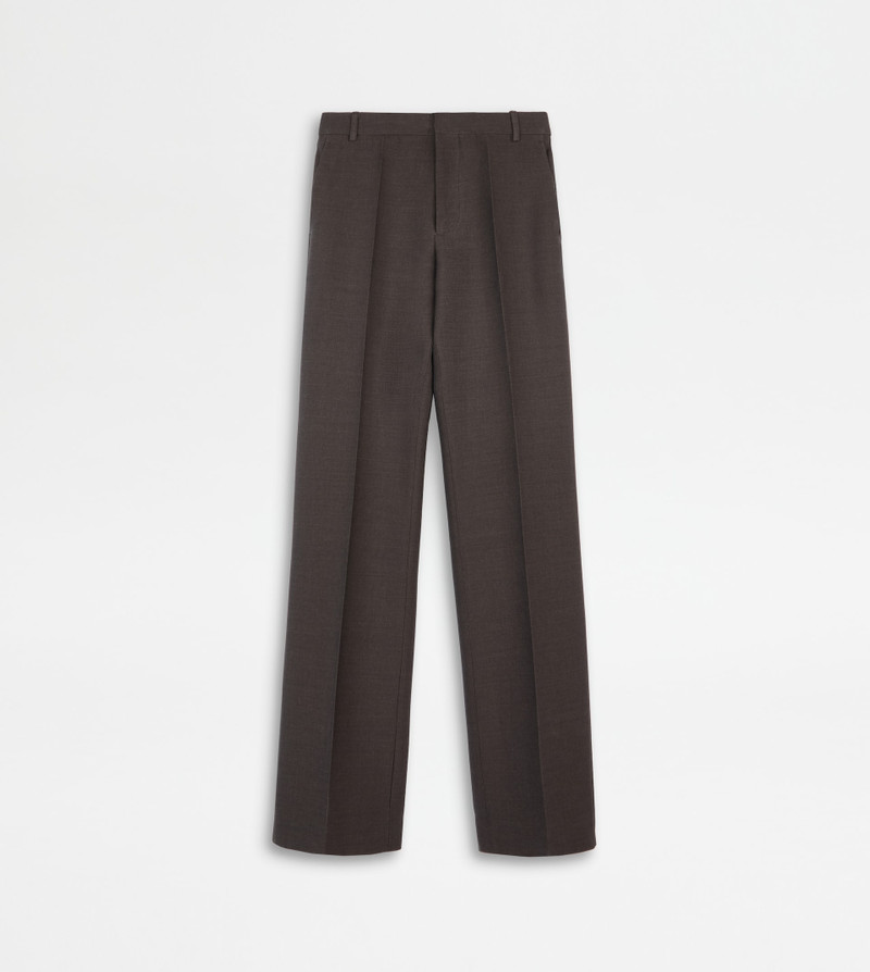 PANTS IN WOOL GABARDINE - BROWN 1