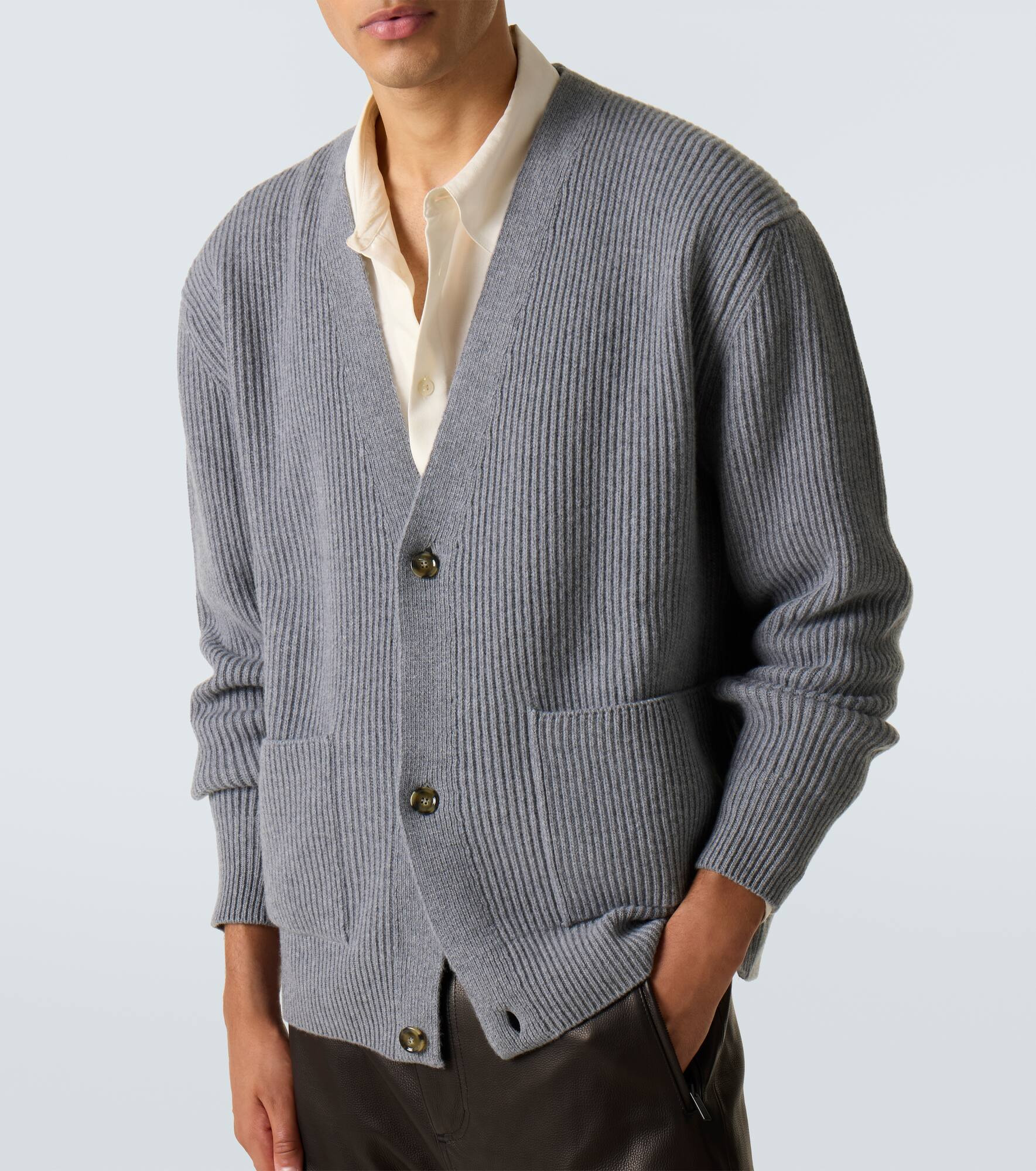 Ribbed-knit wool and cashmere cardigan - 5