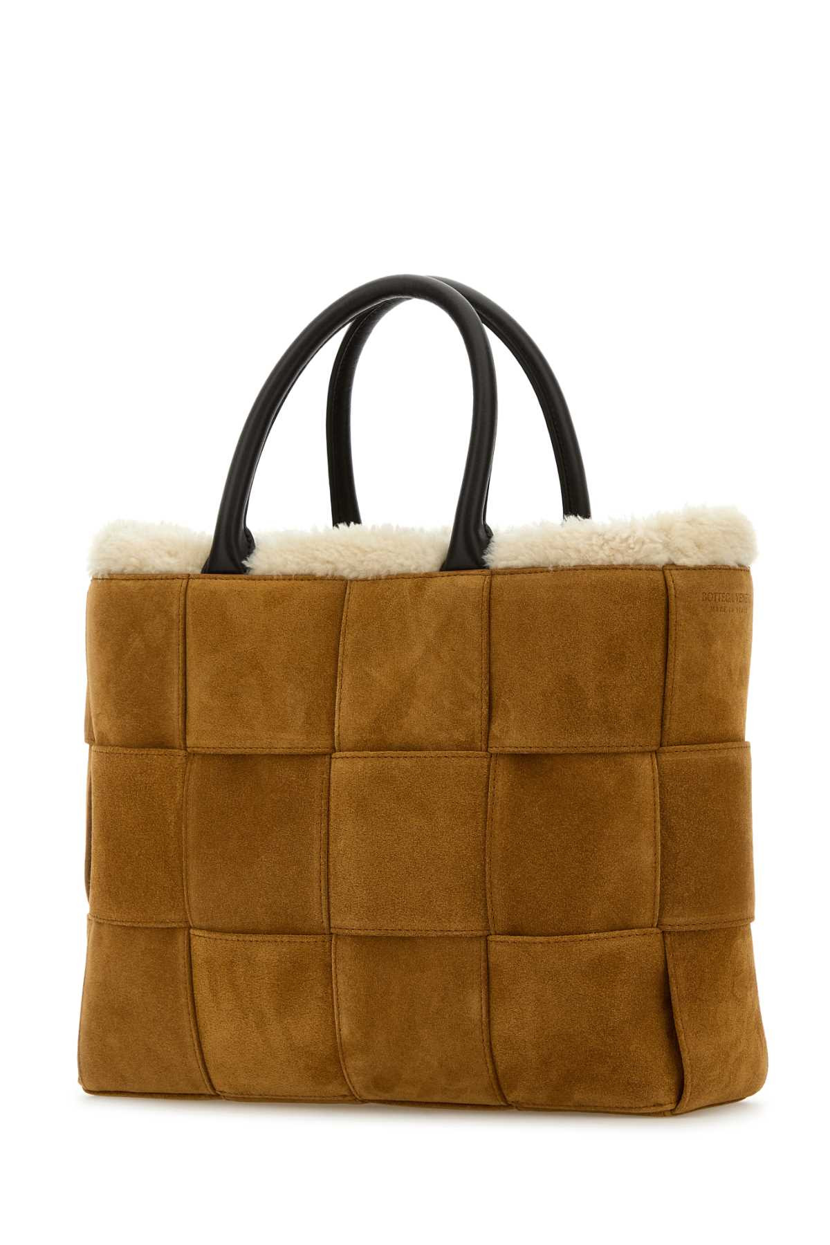 Bottega Veneta Men Camel Suede Small Arco Shopping Bag - 2