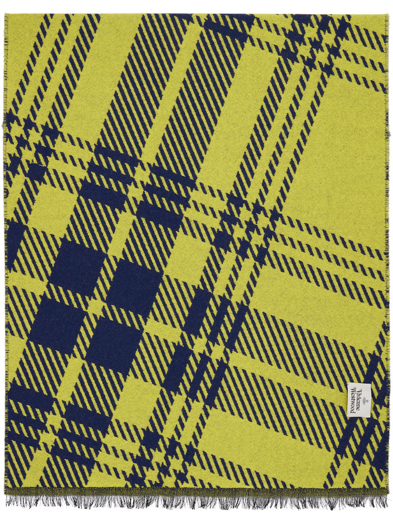 Vivienne Westwood Navy & Yellow Tartan Scarf outlook