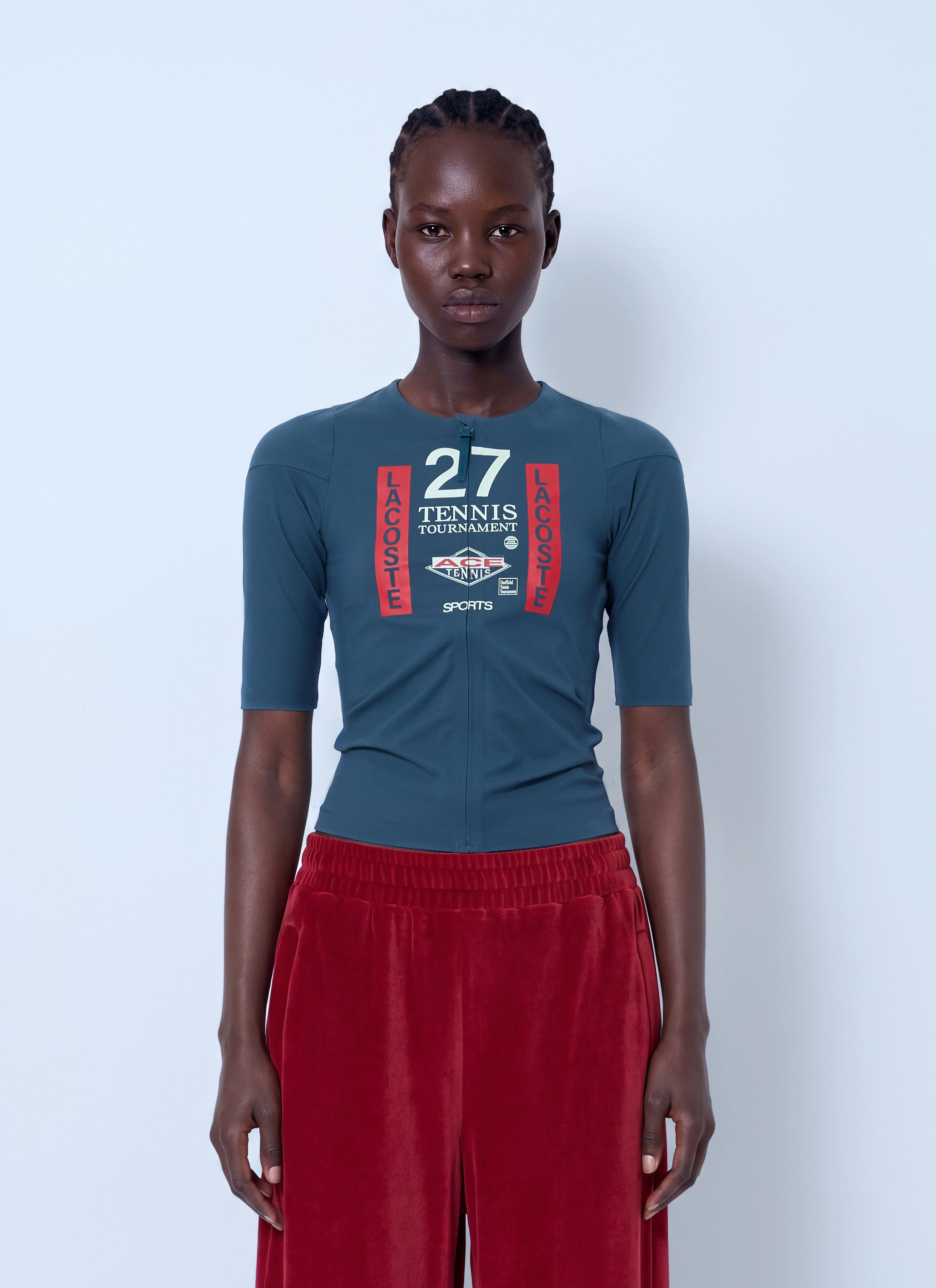 Runway Zipped Printed Stretch T-shirt - 1