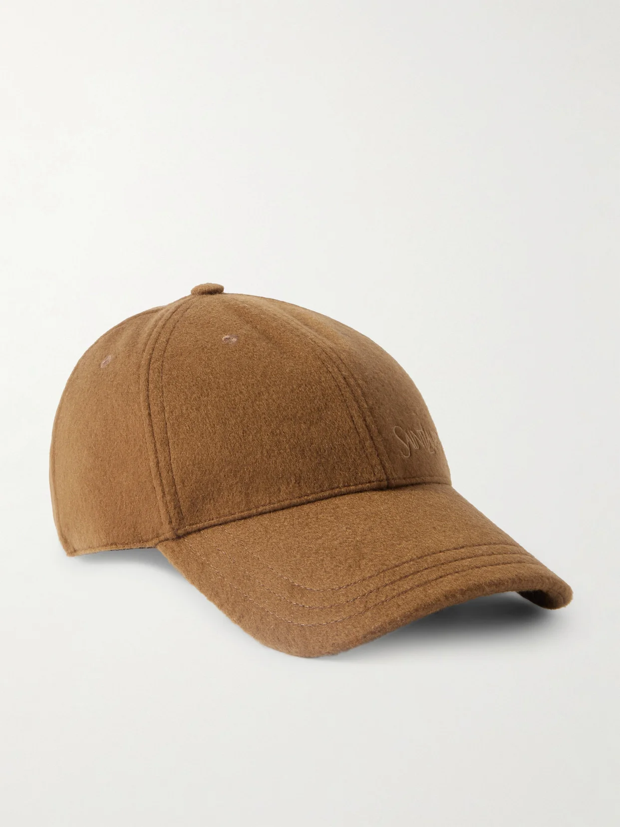 Embroidered Brushed-cashmere Baseball Cap - 1