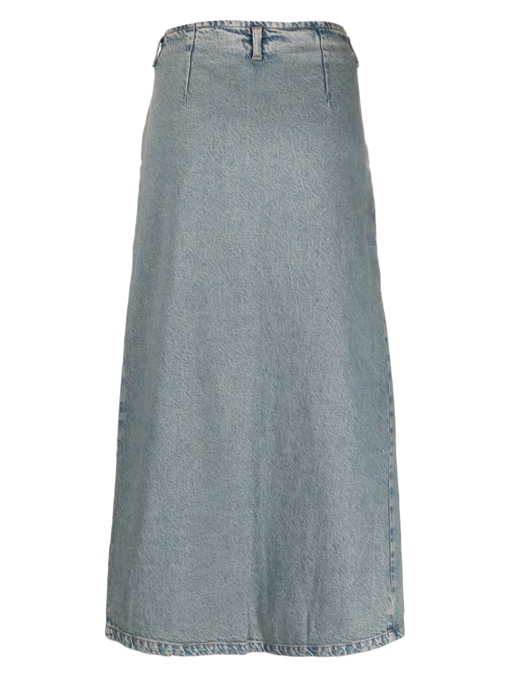 front-slit cotton denim midi skirt - 2