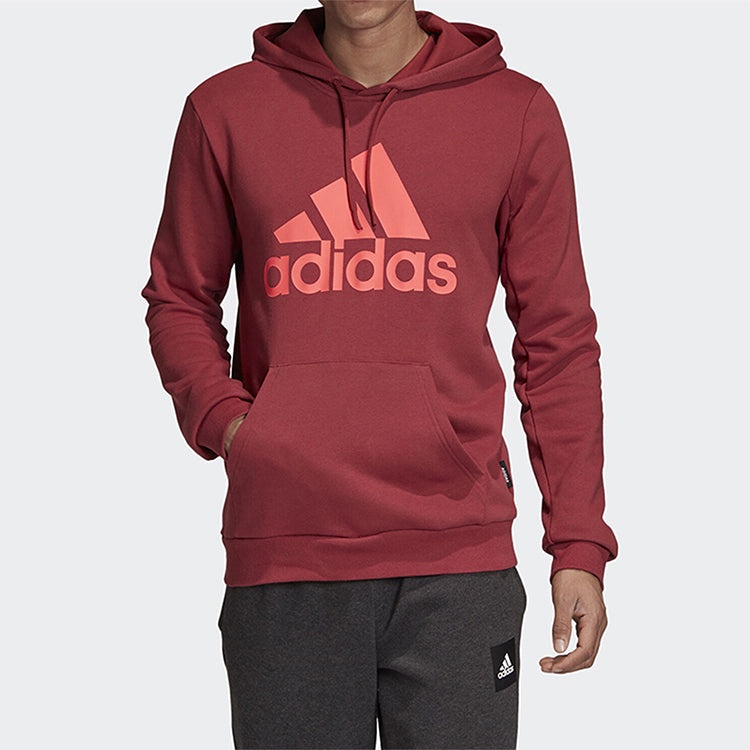 Men's adidas Hooded Pullover Long Sleeves Red FT8414 - 3