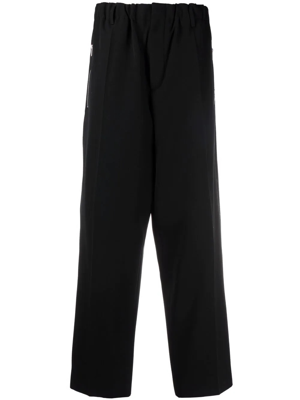 elasticated-waist straight-leg trousers - 1