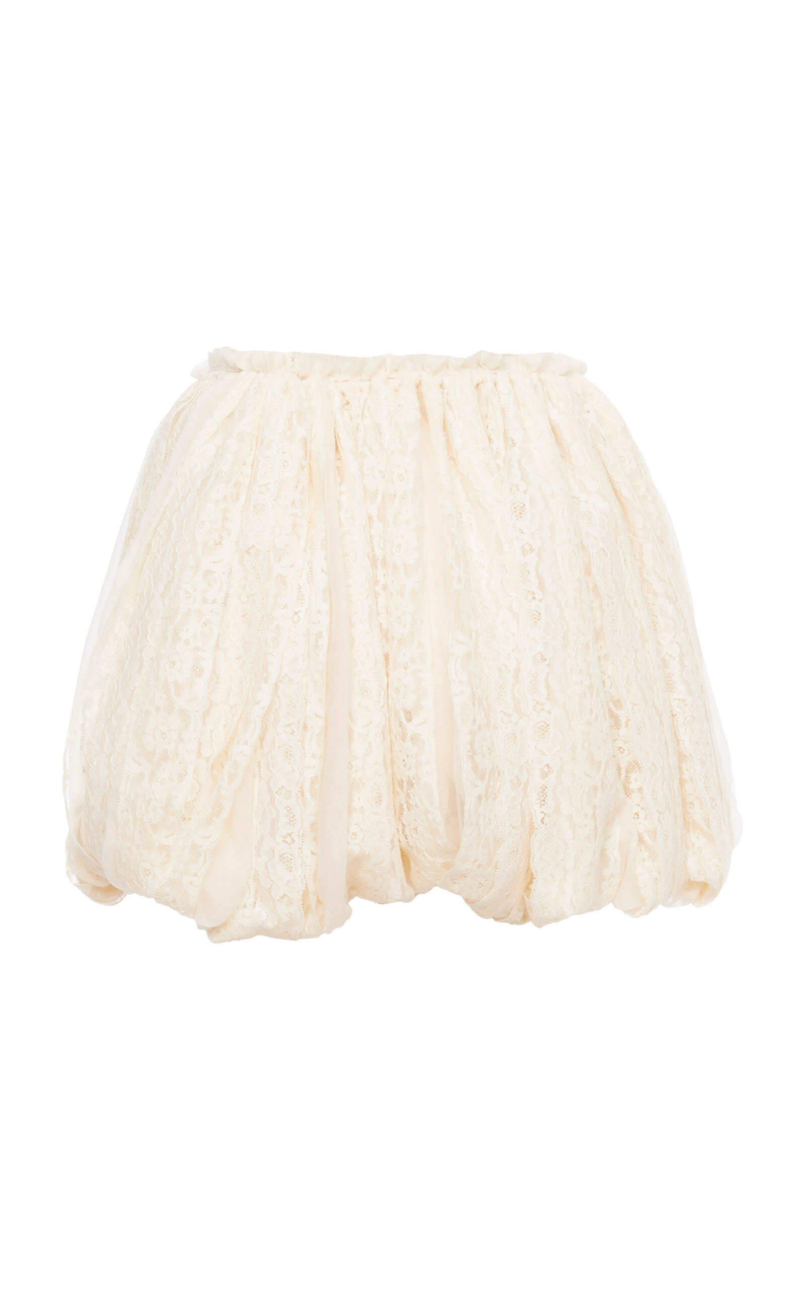 Lace-Paneled Organic Silk Mousseline Shorts white - 5