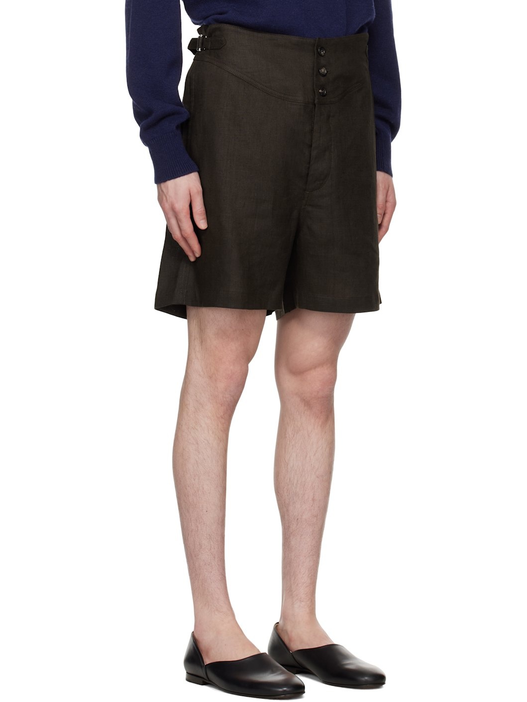 Brown Linen Cot Shorts - 2