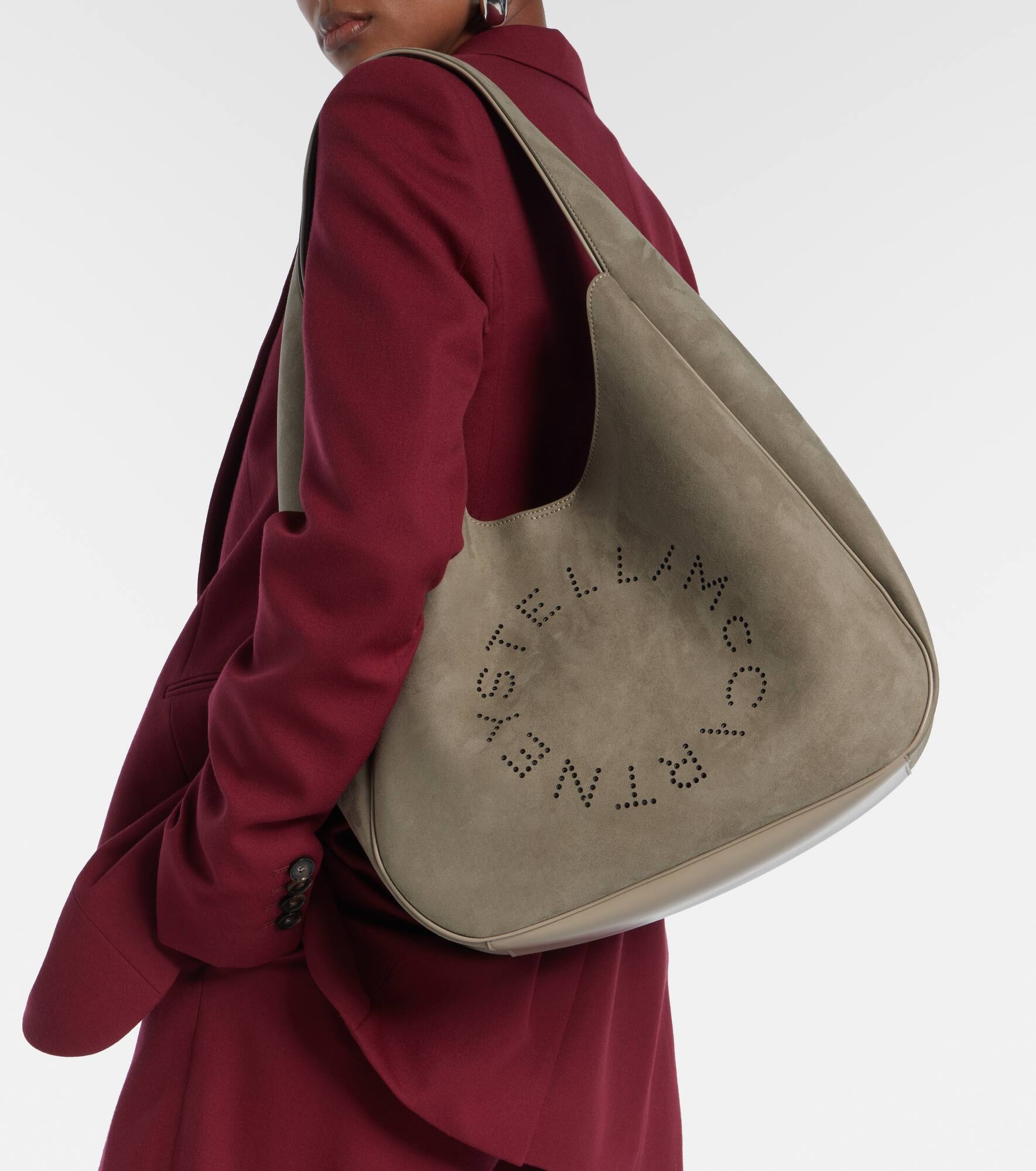 Logo faux suede shoulder bag - 2