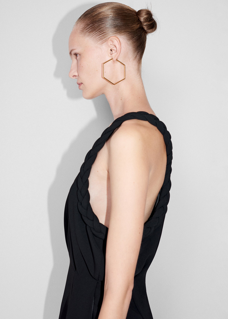 BEVZA Bevza Thin Honeycomb Hoops - Gold outlook