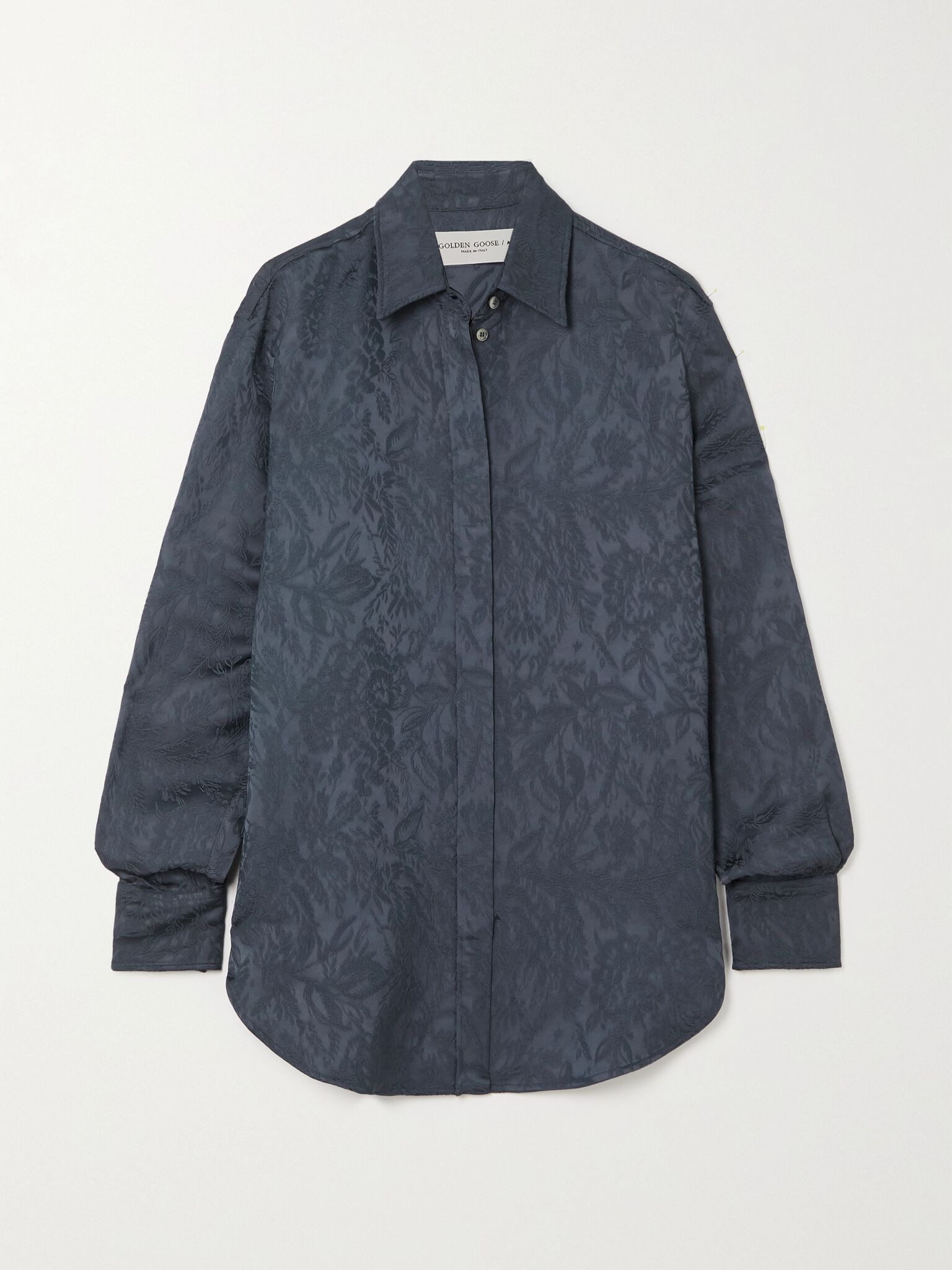 Journey satin-jacquard shirt Navy - 1