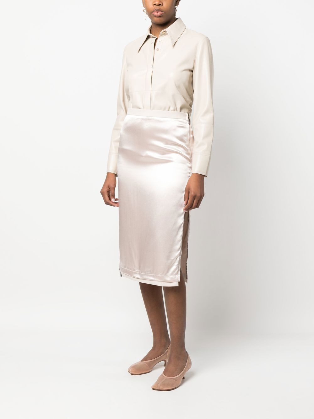 satin-finish gabardine midi skirt - 2