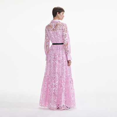 self-portrait Pink Cotton Lace Maxi Dress outlook