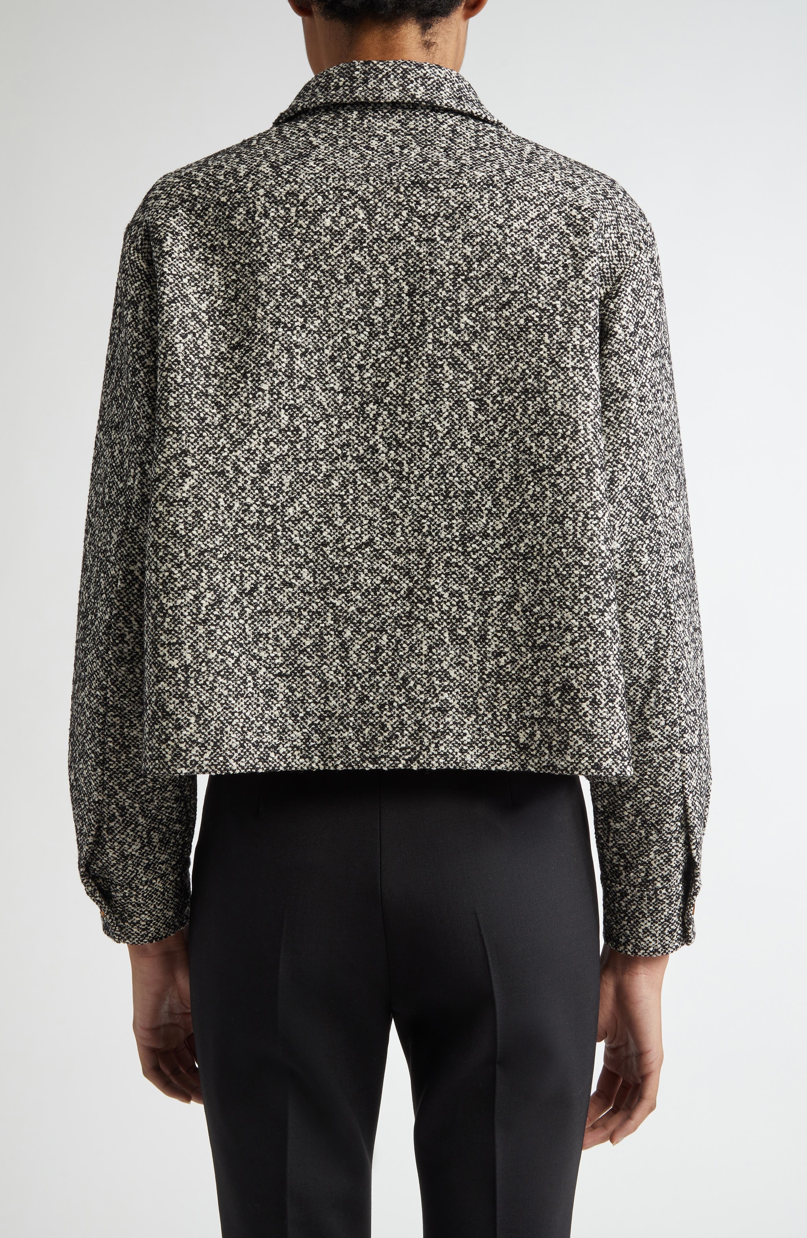 Max Mara Demien Wool Blend Tweed Jacket in Black White at Nordstrom - 3