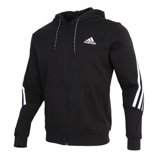 adidas M 3-Stripes Tape Full-Zip Sweatshirt Black GM6895 - 1