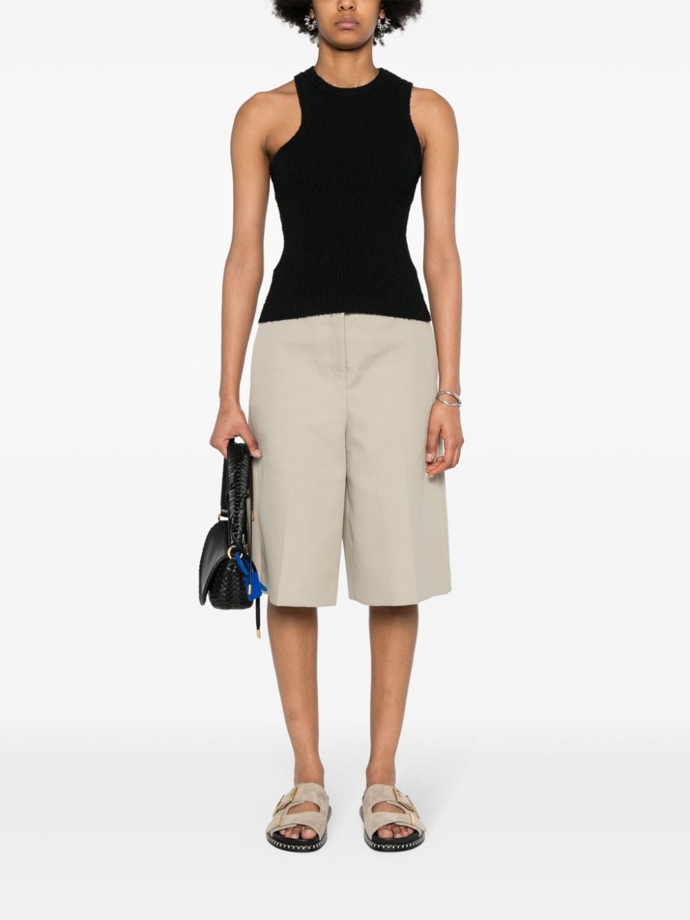 ribbed-knit asymmetric tank top - 2