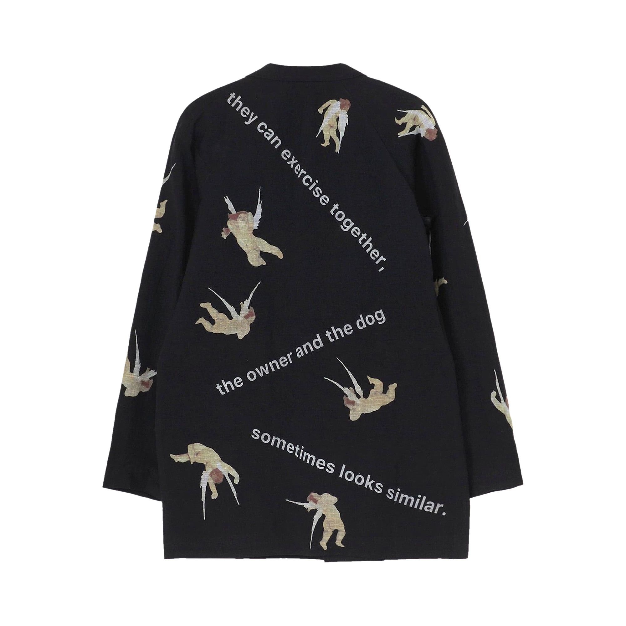 Yohji Yamamoto Angel Pattern Double Front Jacket 'Black' - 2