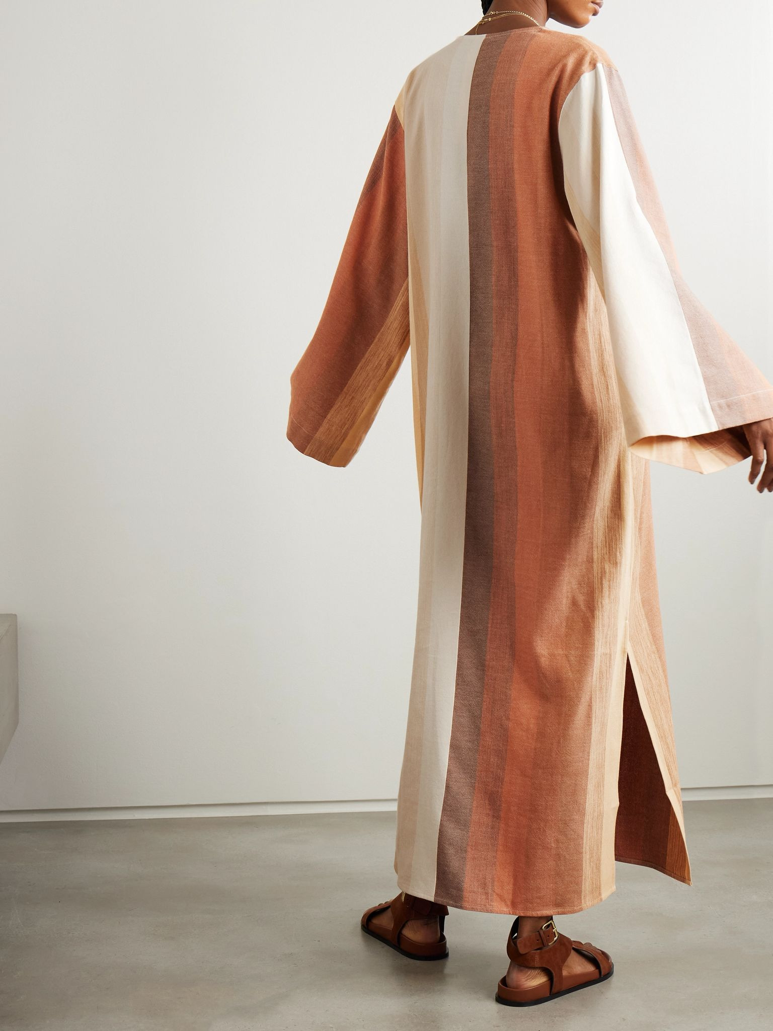 Striped cotton coverup Brown - 3
