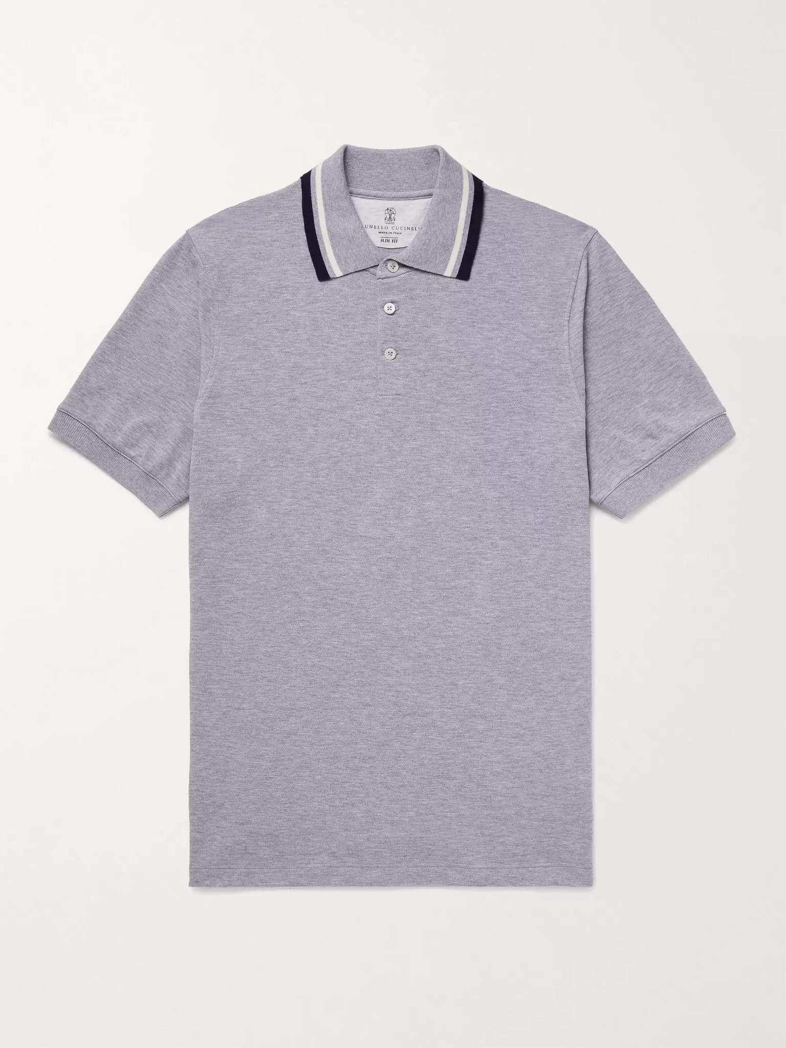 Slim-Fit Contrast-Tipped Cotton-Piqué Polo Shirt - 1