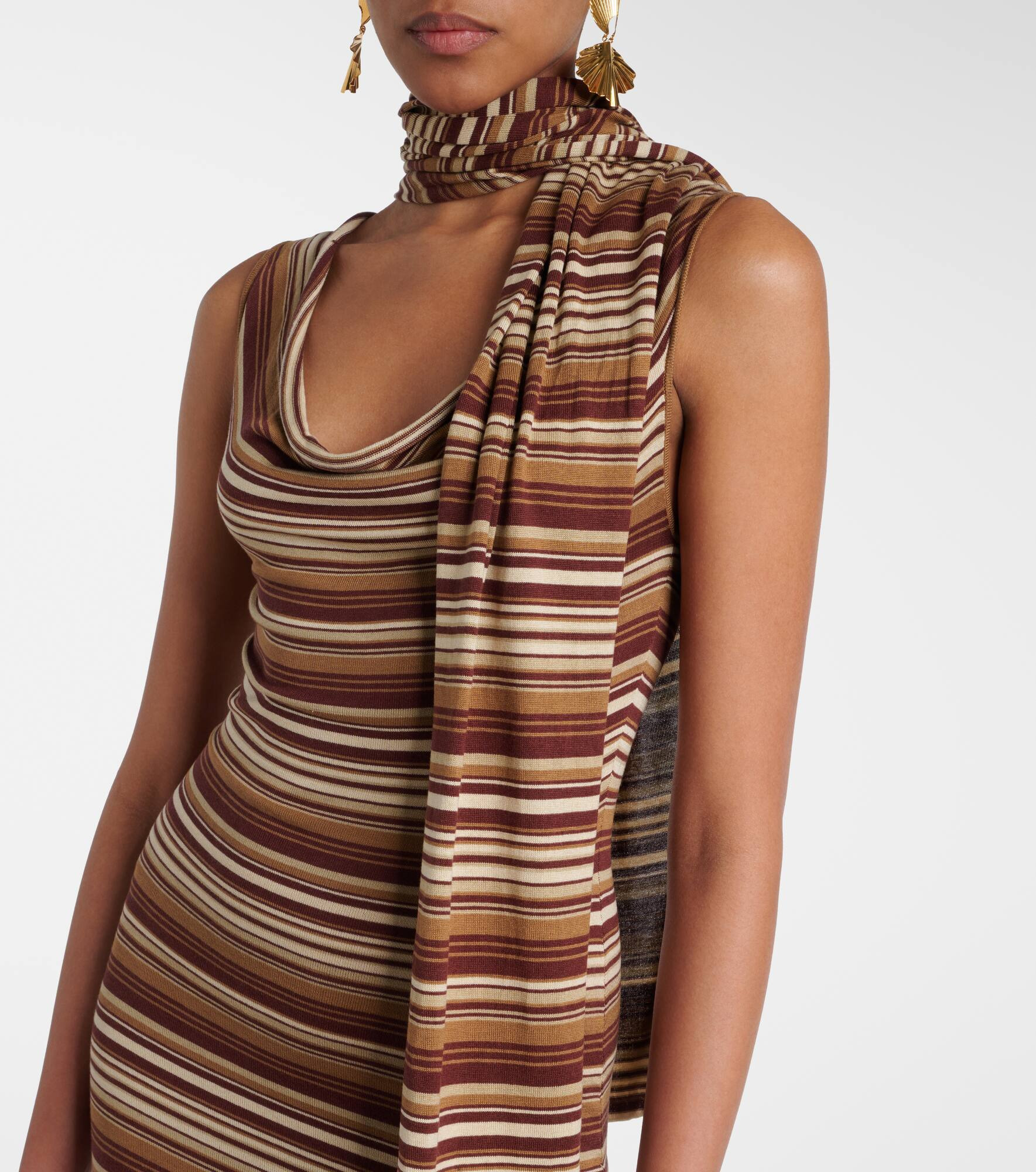Striped silk-blend midi dress - 4