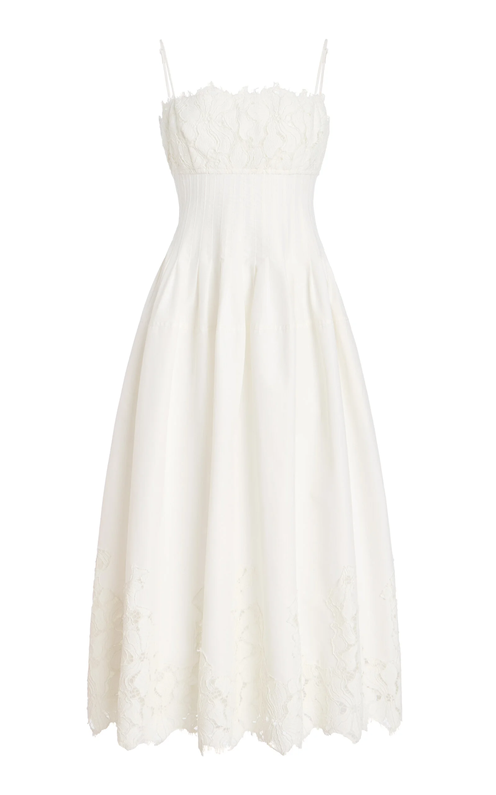 Lilianna Lace-Detailed Cotton-Blend Midi Dress white - 1