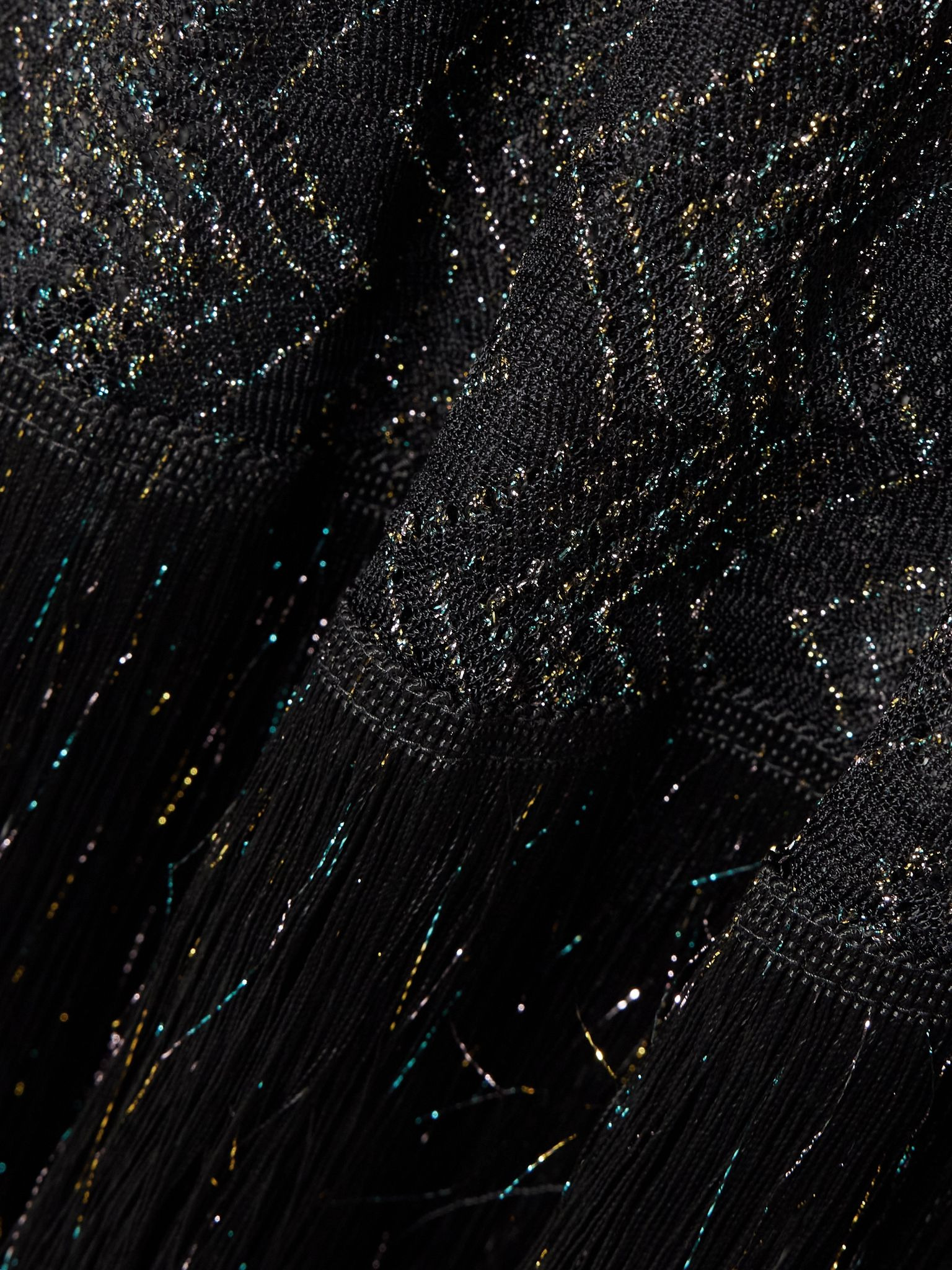 Mare fringed metallic crochet-knit halterneck dress Black - 4