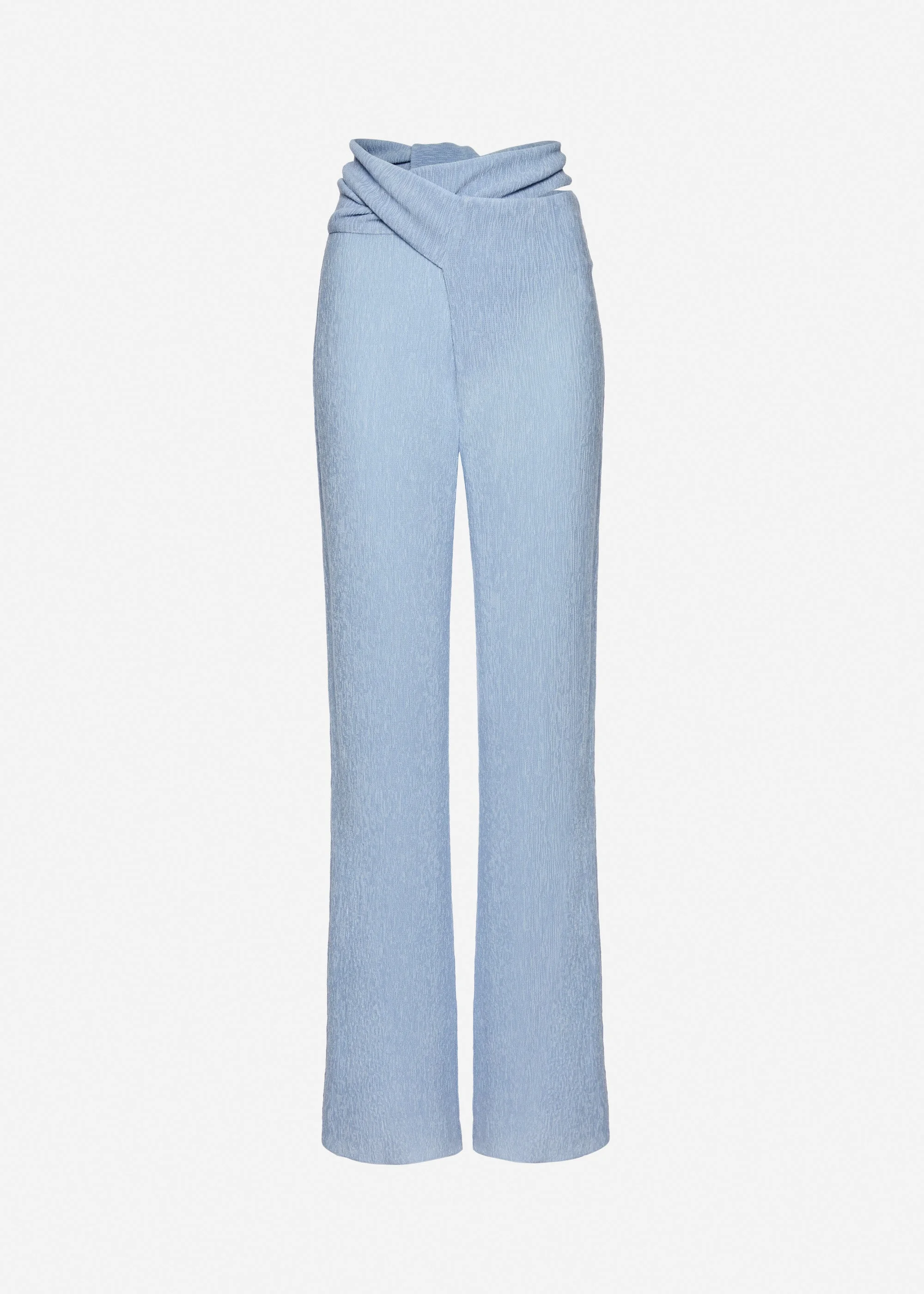 Draped wrap beach trousers in light blue - 1