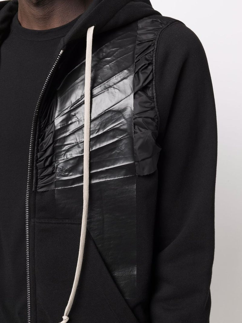 RICK OWENS DRKSHDW Pleated Patchwork Zipped Hoodie Black 5
