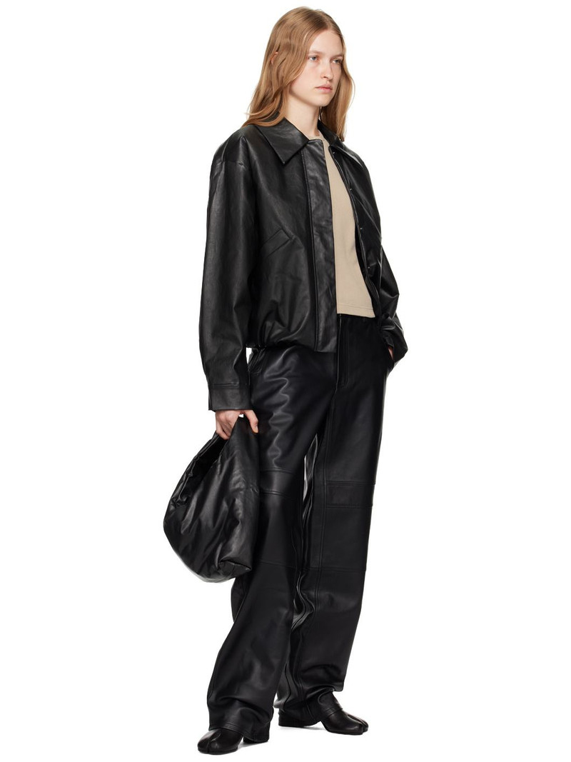 KASSL Editions Black Short Oil Bomber Jacket outlook