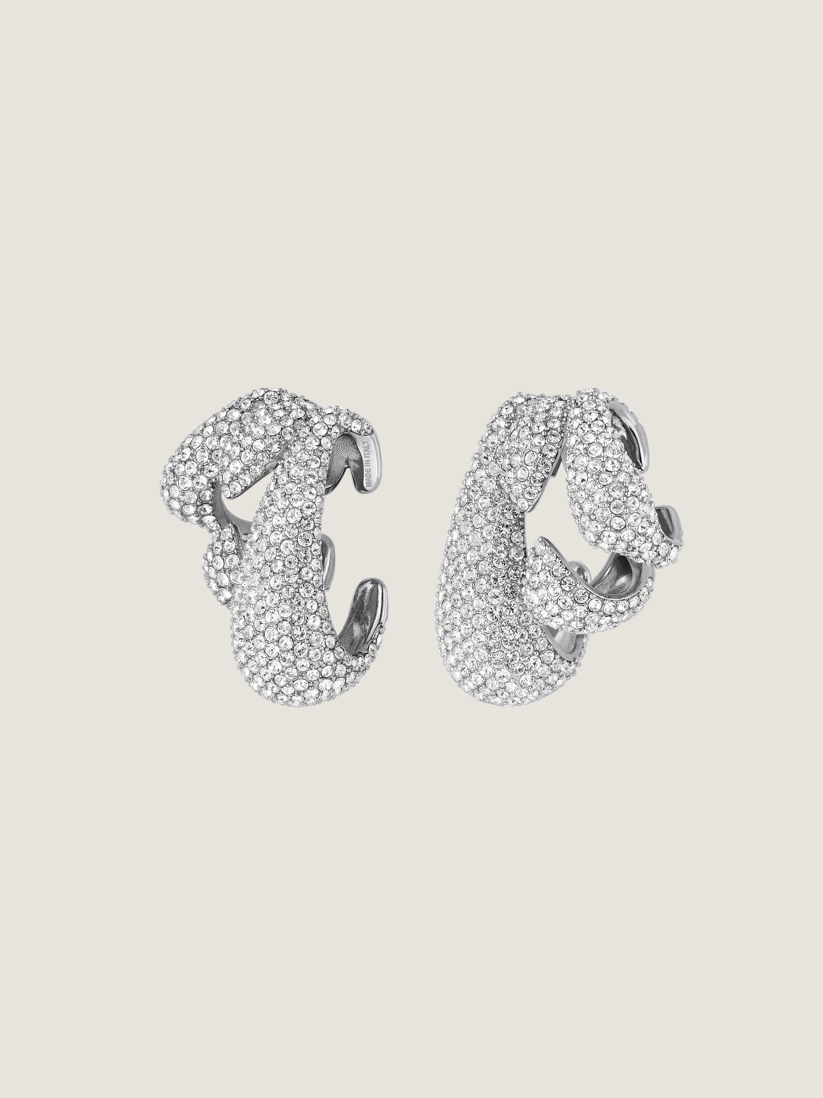 FELINE EARCUFFS IN METAL WITH CRYSTALS - 2